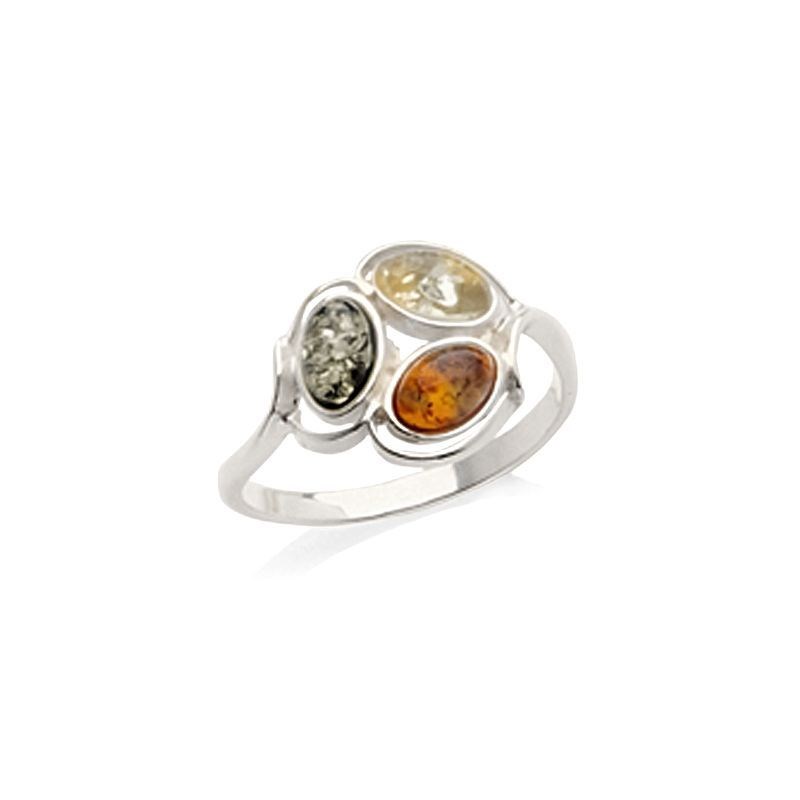 Bague argent 925 Ambre veritable de la mer Baltique