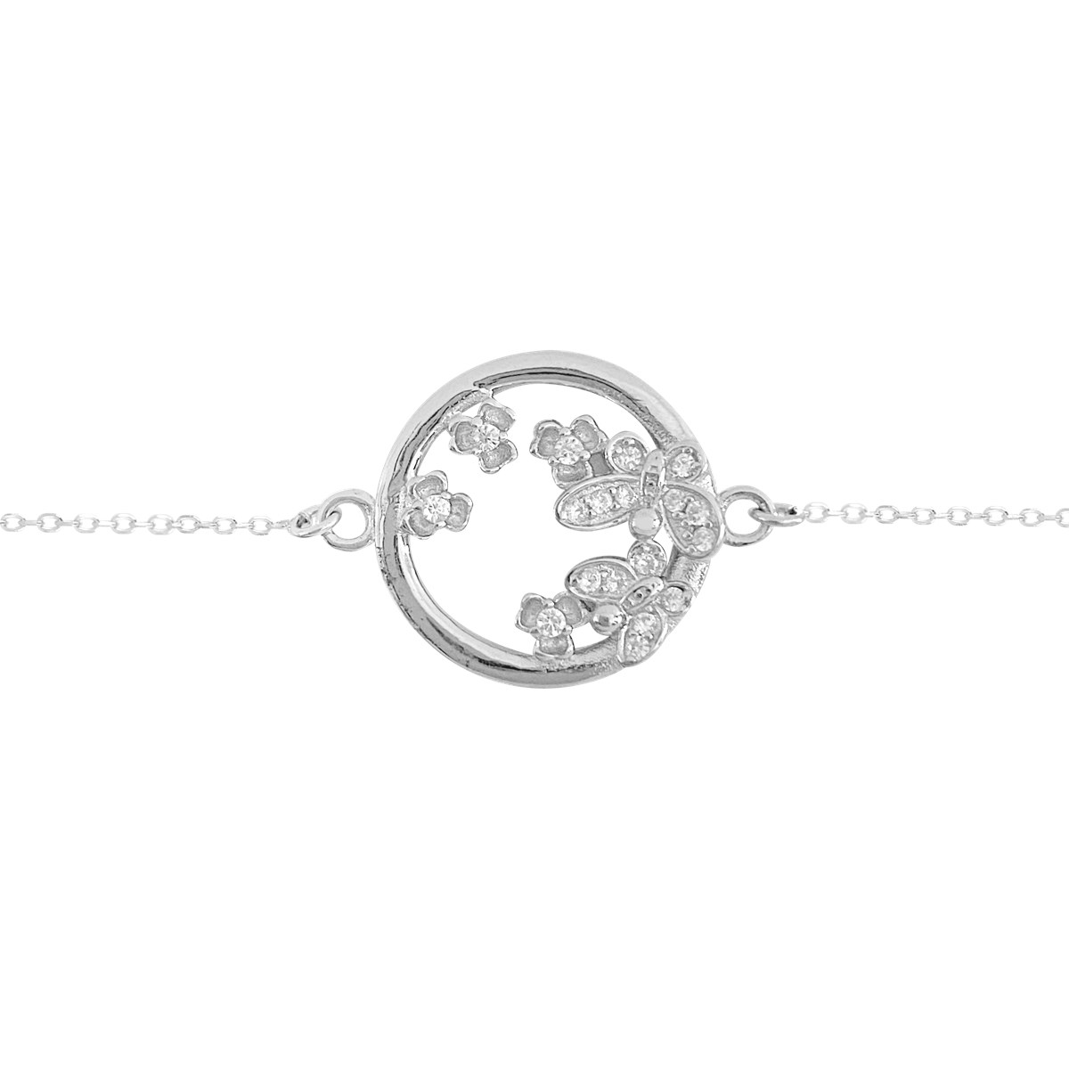 Bracelet en argent 925 rhodié avec oxydes de zirconium