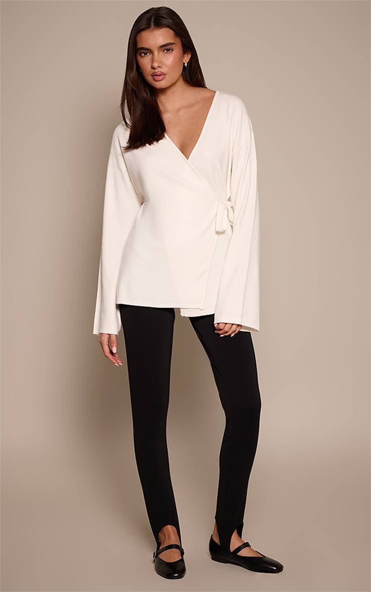 Crème Cardigan Cache-cœur À Manches Longues