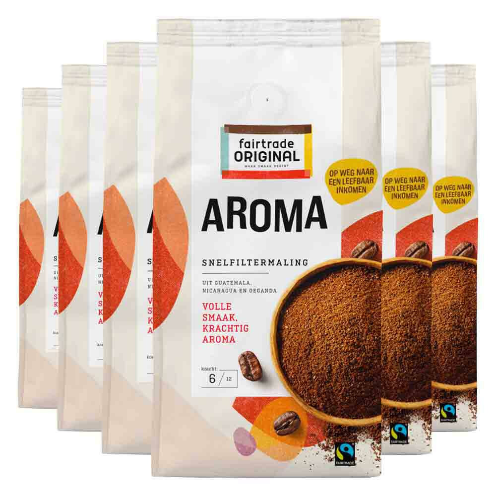 6x Fairtrade Original Koffie Aroma Snelfiltermaling250 gr