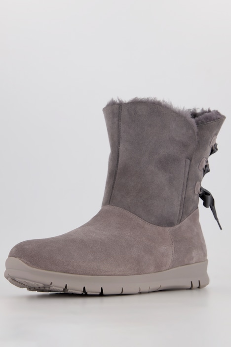 Vitaform, Leder-Stiefeletten, Lammfell, Schleife, Weite H