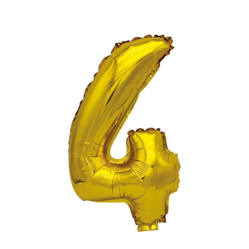 (101cm) Zahlen Ballon Geburtstags Party Luftballon Folienballon - Zahl 4 / Gold