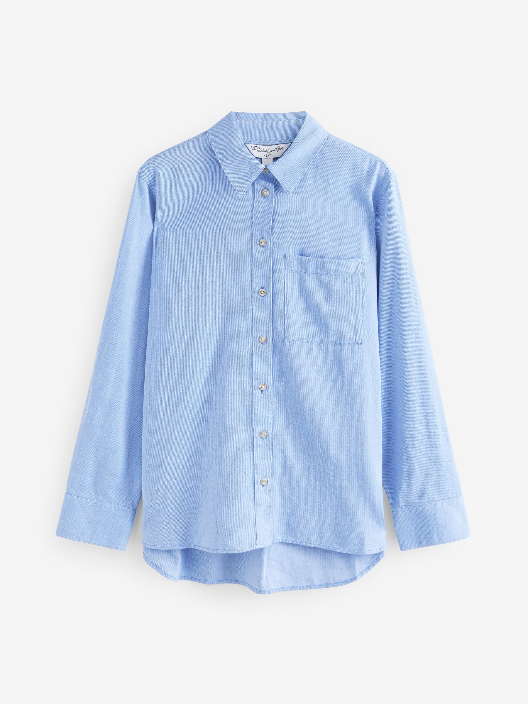 Blauw - Ruimvallend 100% katoenen button-down casual overhemd met lange mouwen