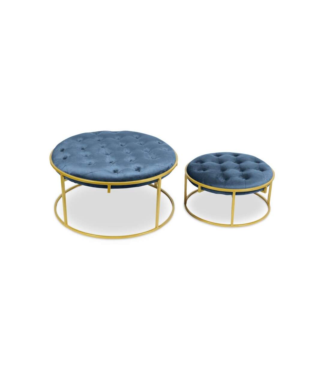 Paris Prix - Lot De 2 Poufs Design En Velours valona 75cm Bleu