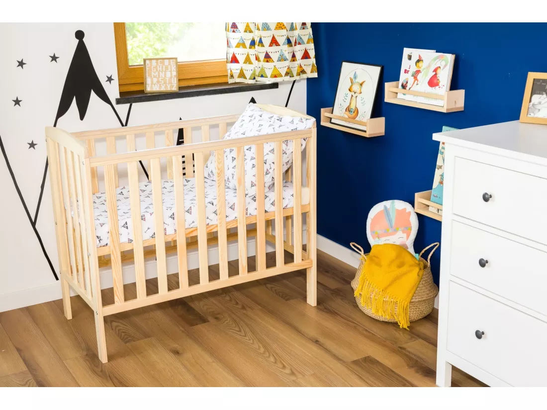 Lit Bébé Éléphant Style Scandinave Moderne en Bois natruel (100x50cm) : Douceur et Confort pour les Tout-Petits - Blanc