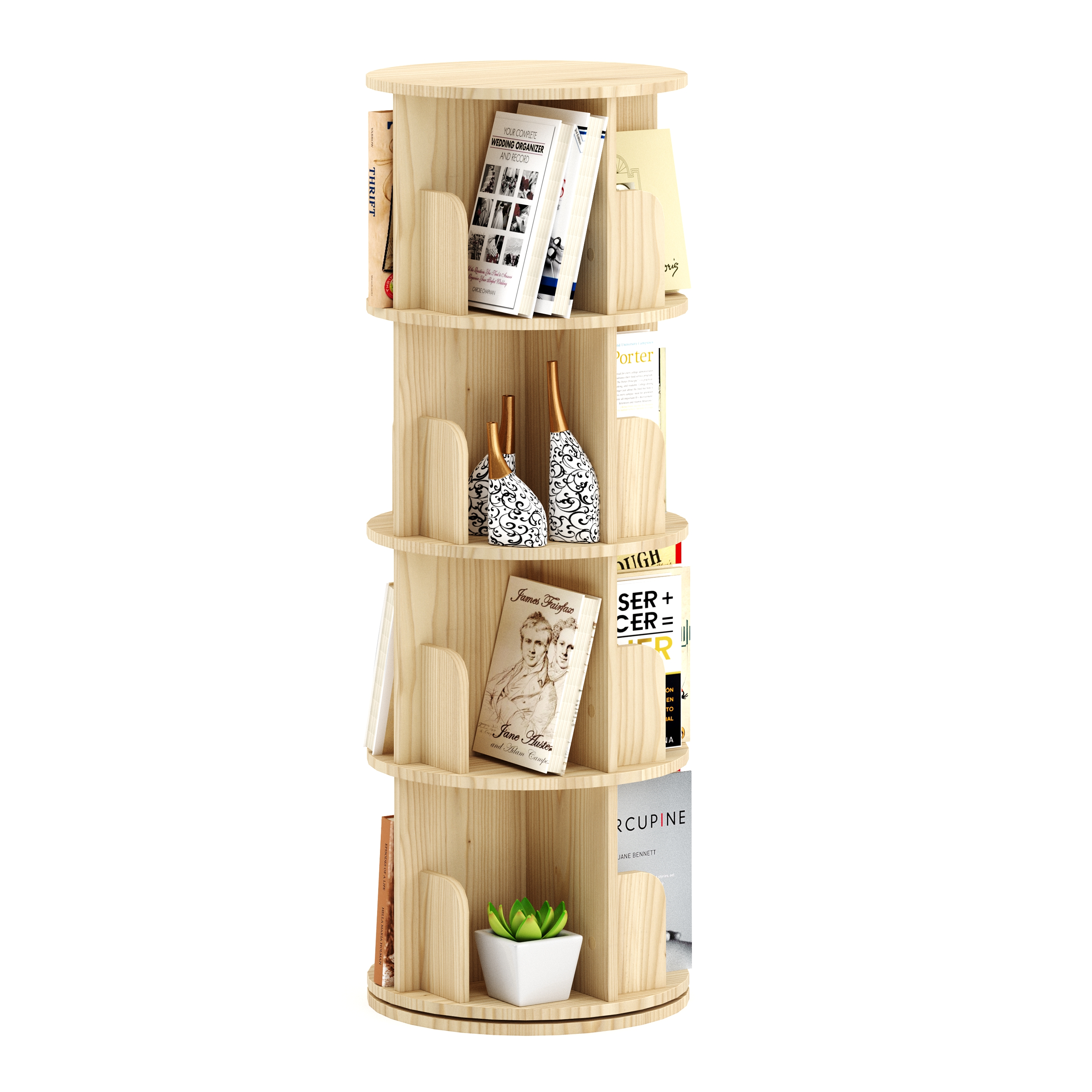 Bücherregal Drehregal VEDA mit 4 Ebenen 44 x 126 cm natur