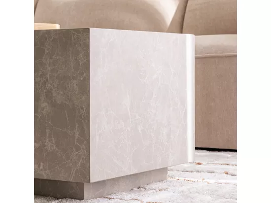 Lipani - Table d'appoint carrée effet marbre 45x45cm - Beige