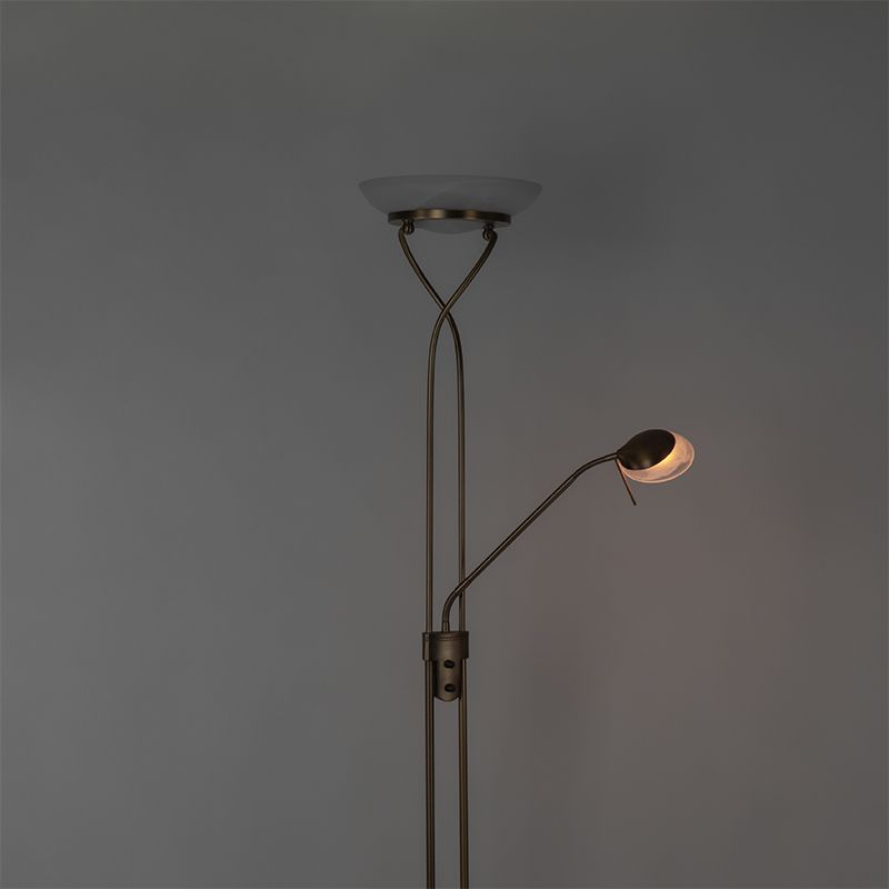 Vloerlamp brons incl. LED en dimmer met leeslamp - Empoli