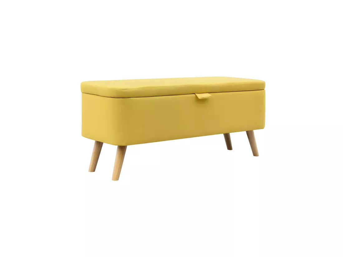 Bout de Lit avec Rangement en Tissu avec Pieds Bois - L101cm