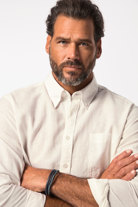 Leinenmixhemd, Langarm, Buttondown-Kragen, Modern Fit