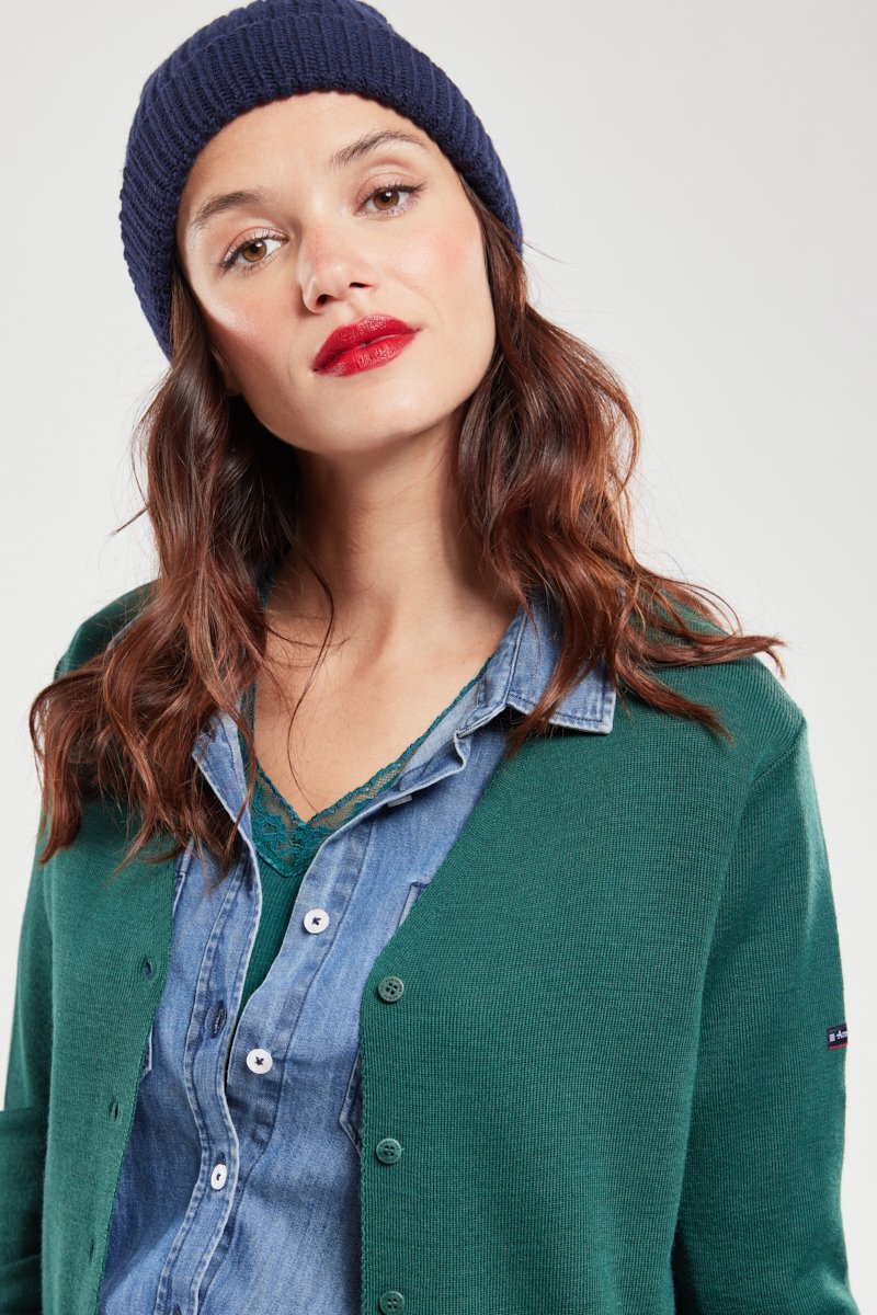 Cardigan col V - laine et acrylique