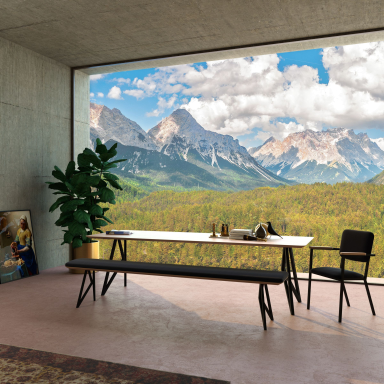 Studio HENK Butterfly tafel 300x100 wit frame, hardwax light 3041, verjong afgerond