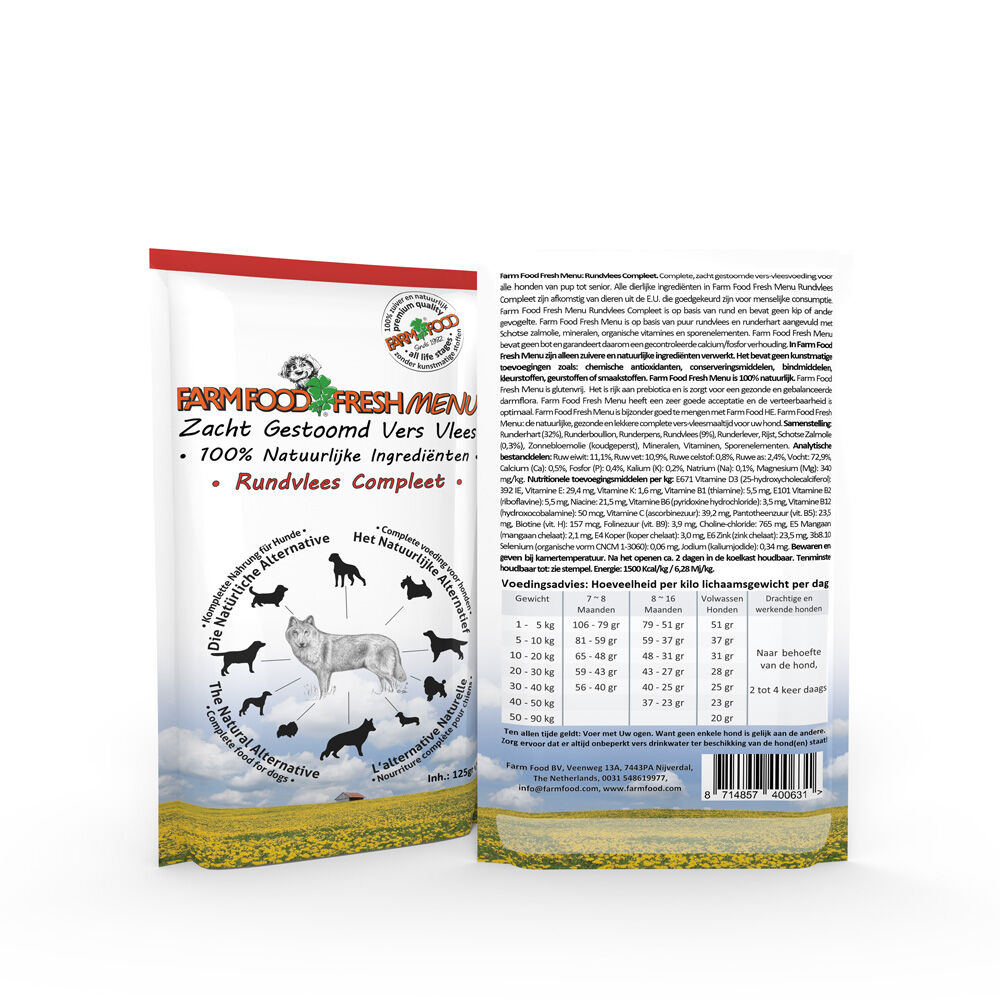 Farm Food Fresh Menu  - Hondenvoer - 125 Gram - rund