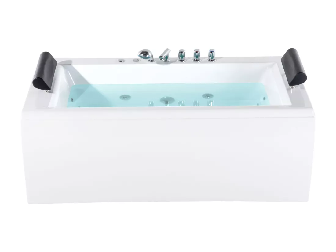 Baignoire balnéo blanche 172 x 83 cm avec LED MONTEGO