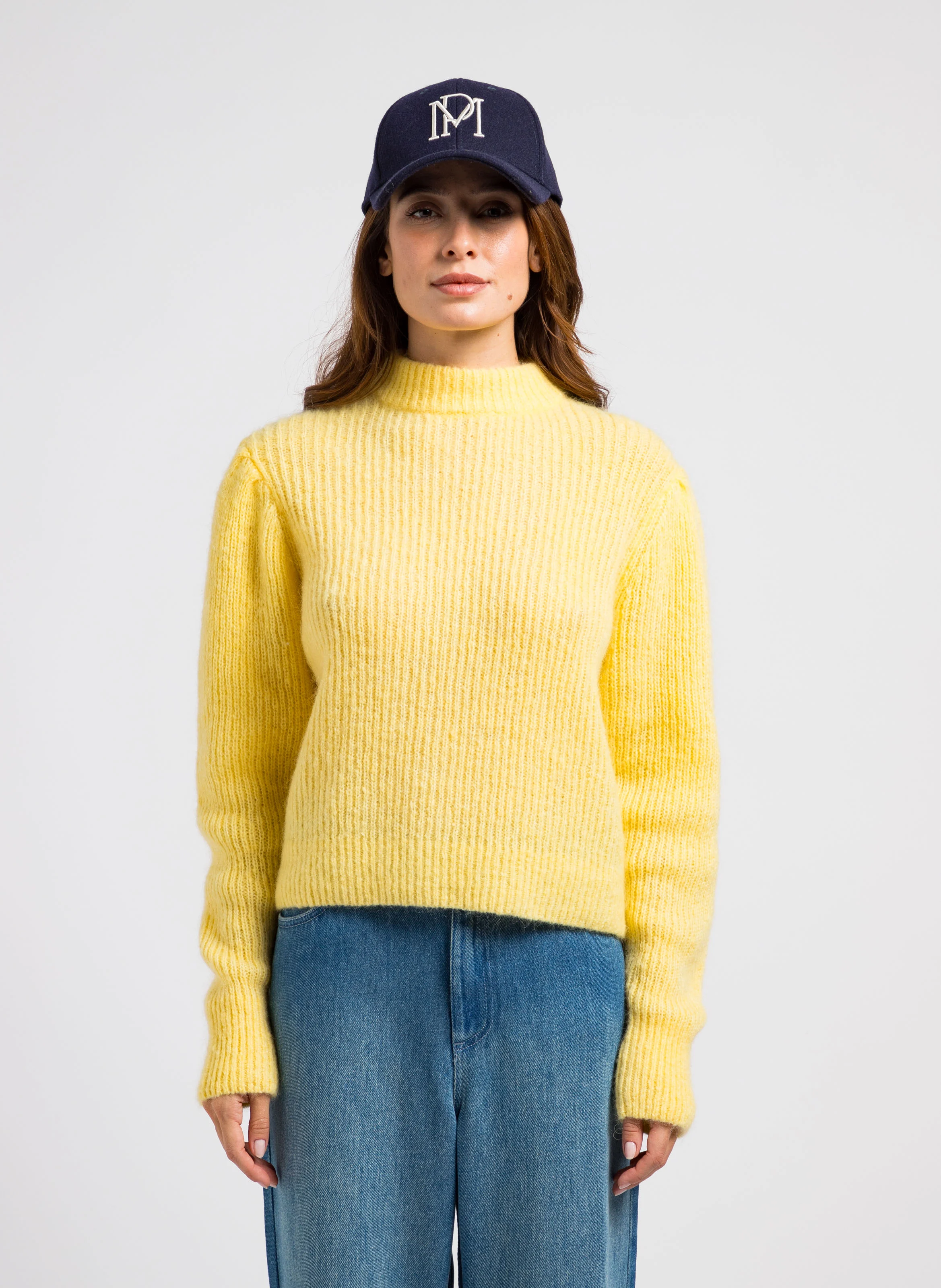MIMI - Pull col montant en laine mélangée | Jaune