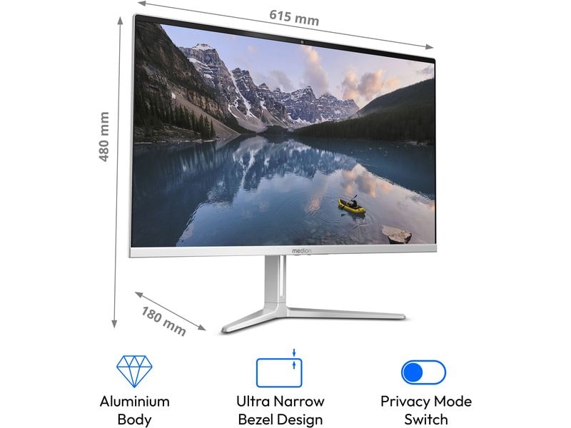 Medion AIO AKOYA E27419 ( i5-13420H, 16 GB, 512 GB) Eleganter All-in-One-PC mit schlankem Aluminiumgehäuse und besonders dünnem Bildschirmrand