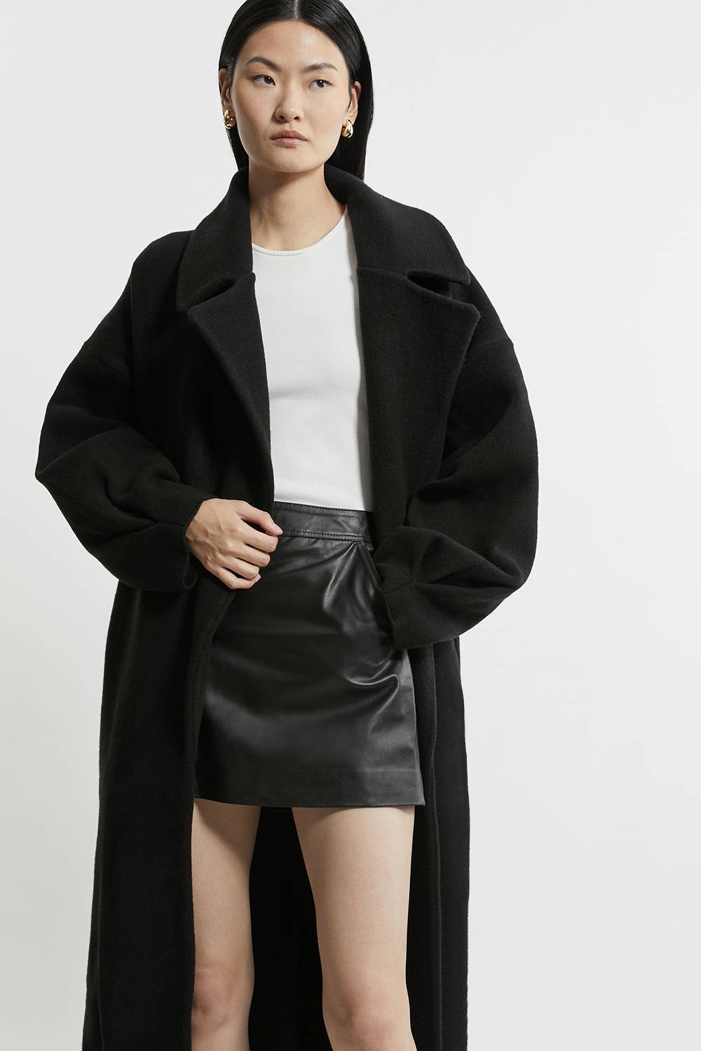KarenMillen Manteau-cardigan Oversized Compact En Maille Mélangée Laine