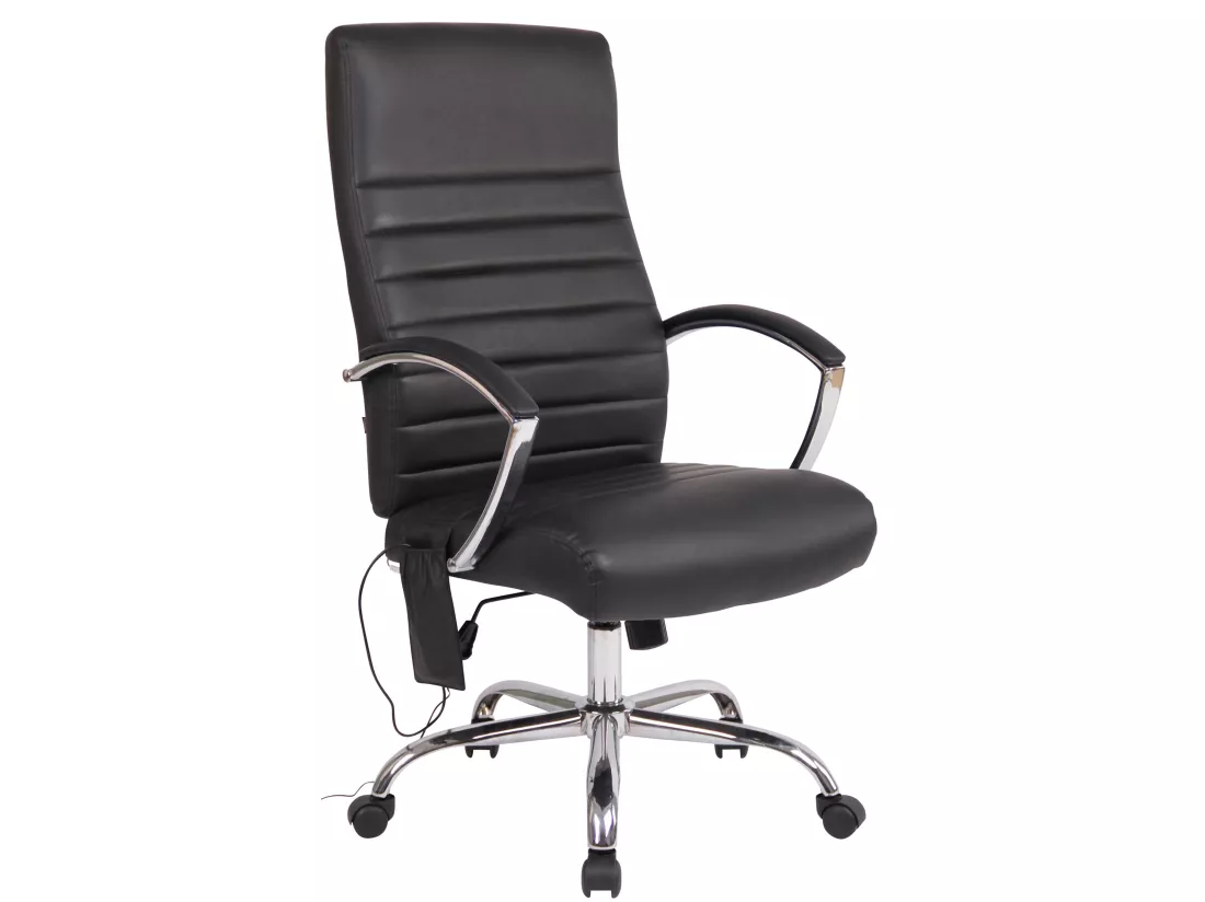 Chaise de bureau - Similicuir & Métal chromé - Noir - Valais