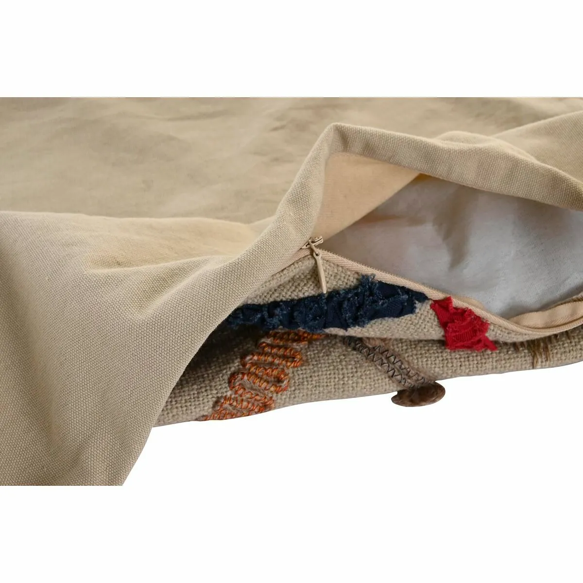 DKD Home Decor Housse de coussin - Multicouleur Frange