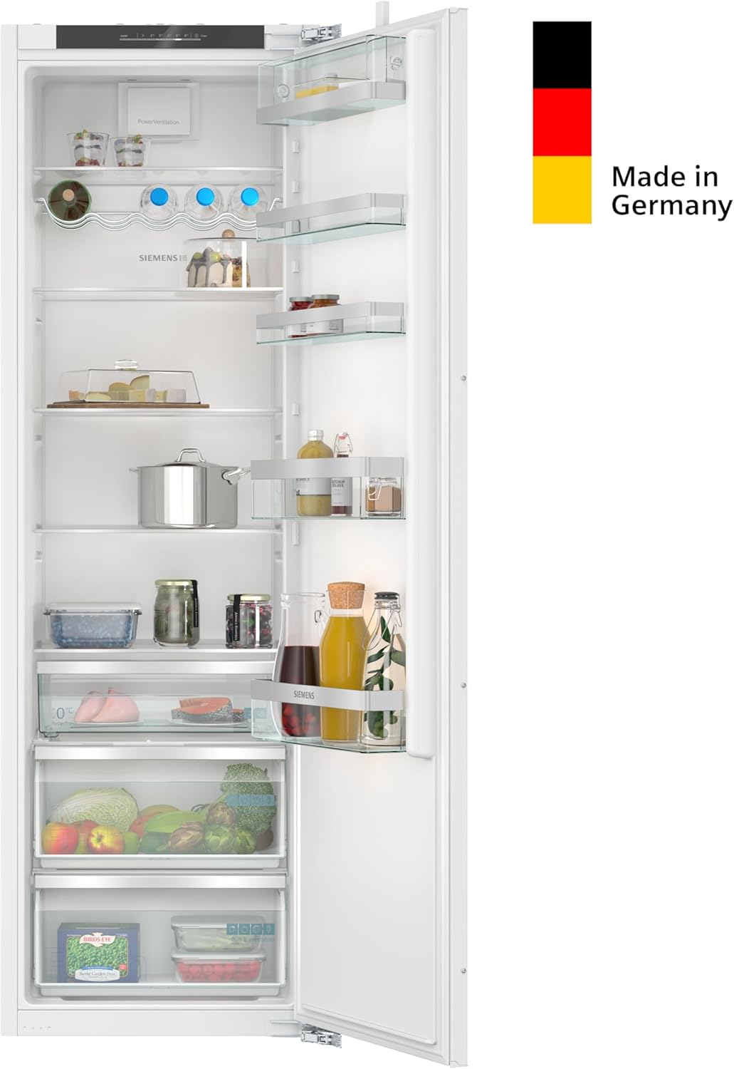 Siemens KI81RADD0, iQ500, Einbau-Kühlschrank, 177,5 x 56 cm Nische, 310 L, Made in Germany, bottleRack für Flaschen, 2x längere Frische, schnellere Kühlung, softClosing-Tür, sehr Leise, Flachscharnier