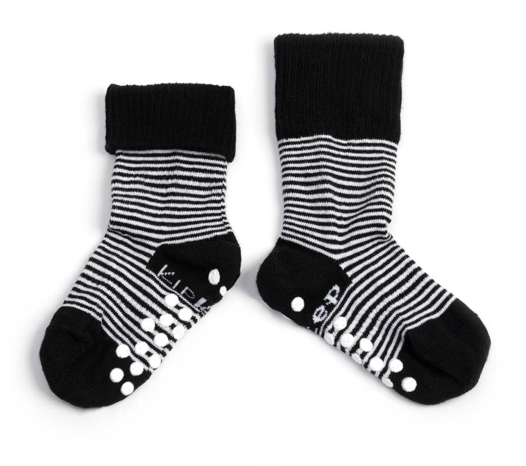Blijf-Sokjes met anti-slip nopjes 18-24 mnd Black Stripes