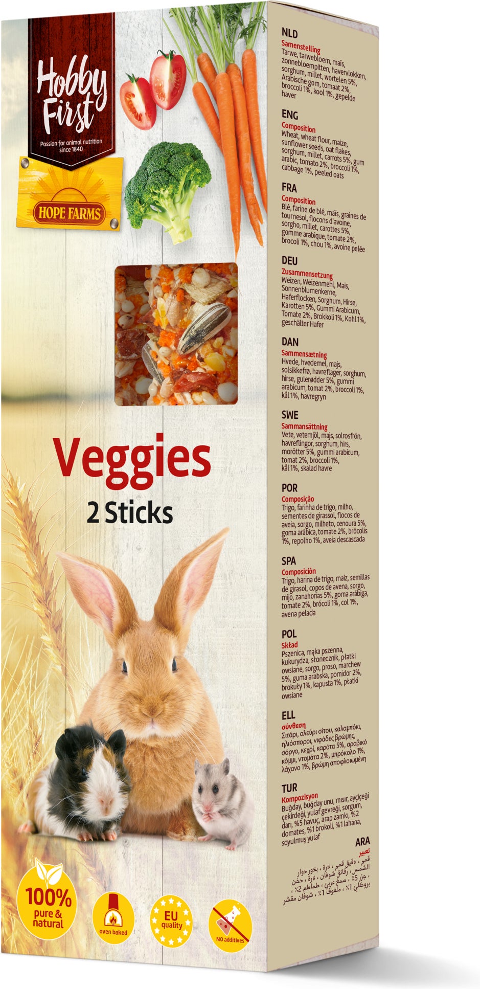 Hobby First knaagdierensnack Hope Farm groenten 55 gram 2 stuks