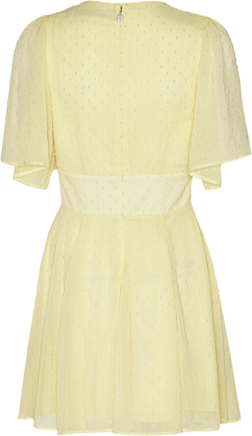 ROTATE Birger Christensen Mini V-Neck Dress Pastel yellow