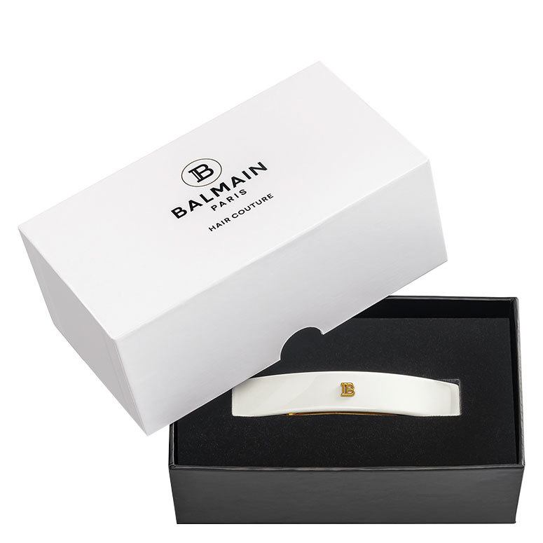 Balmain Cellulose Acetate Barrette Pour Cheveux Medium Hairclip White