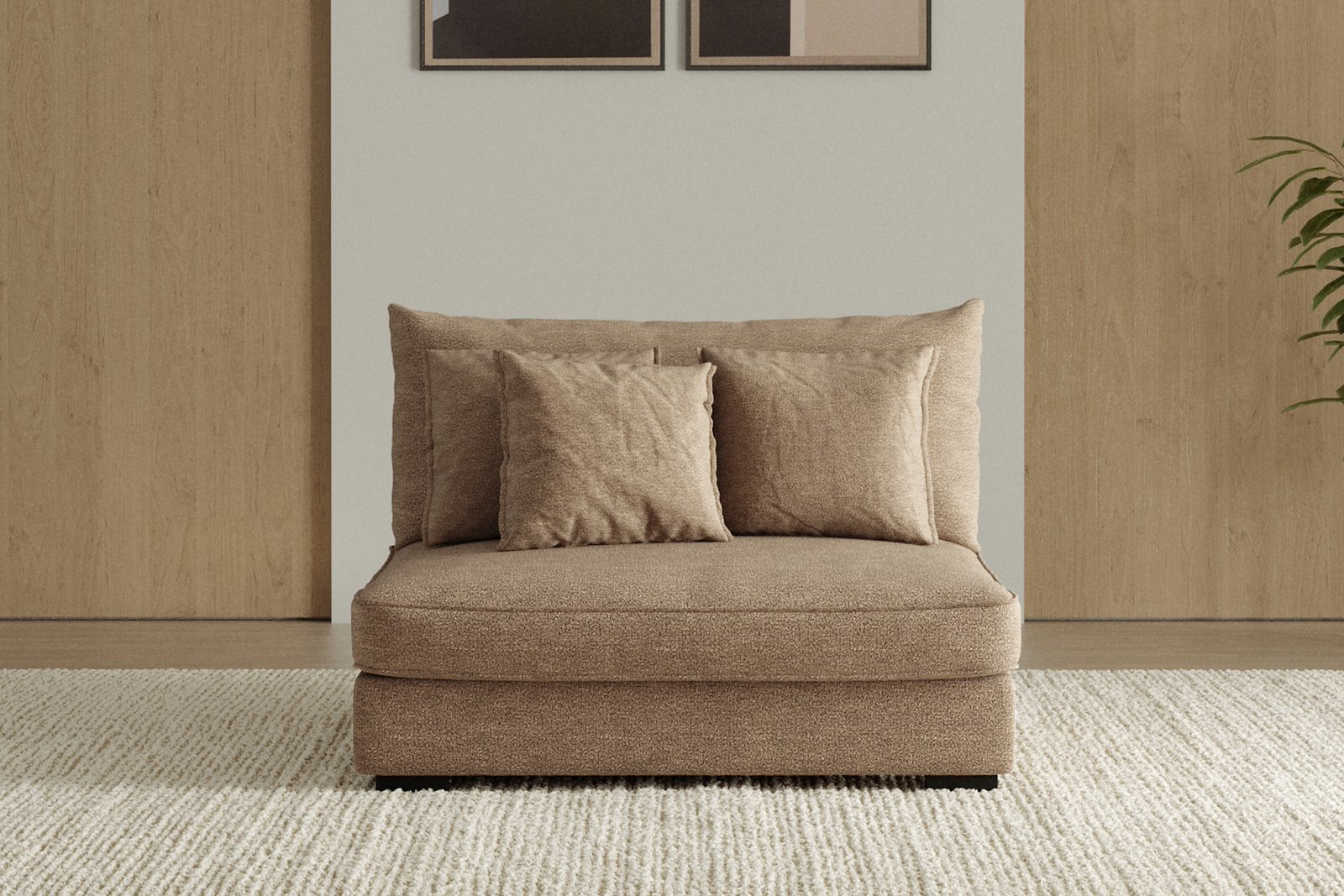 Rossi Lux 2-seter uten arm Tekstil Beatto 1012 Brun med sorte ben. Lux Komfort.