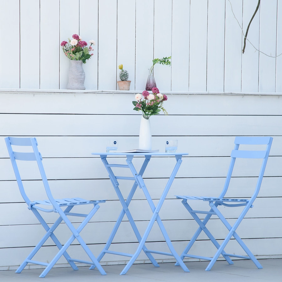 Outsunny Gartenmöbel-Set im kompaktem Design hellblau