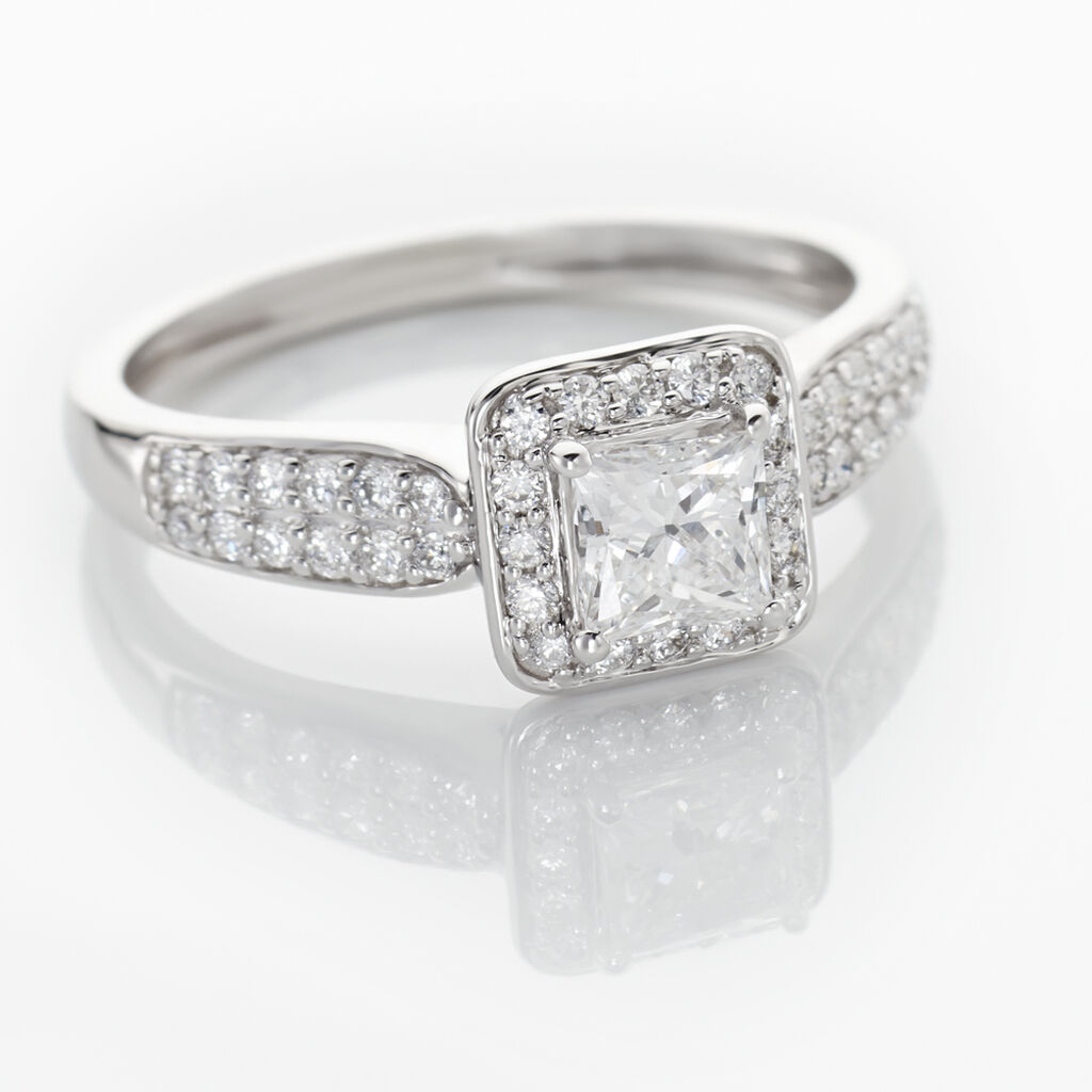 Solitaire Or Blanc  Princessa Diamant Synthetique