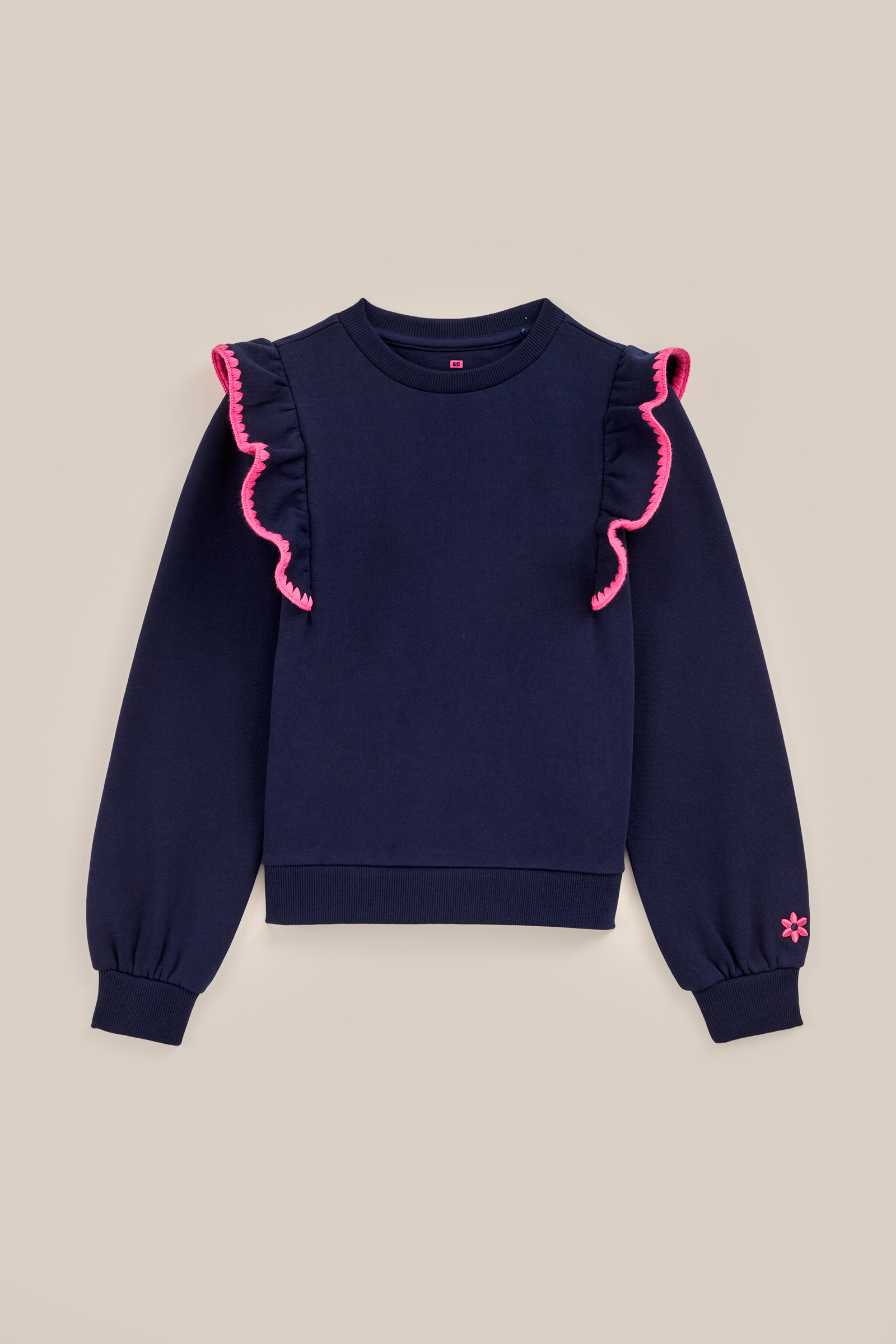 Meisjes sweater met ruches WE Fashion Donkerblauw