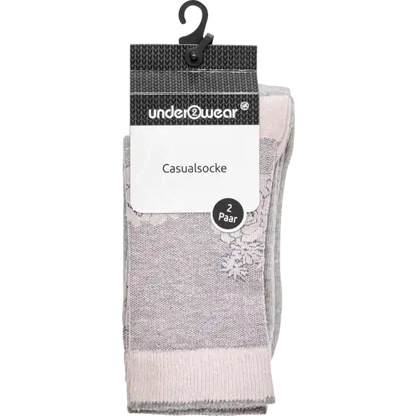 Damen Casual Socken Doppelpack Blume rosa Gr. 35 / 38