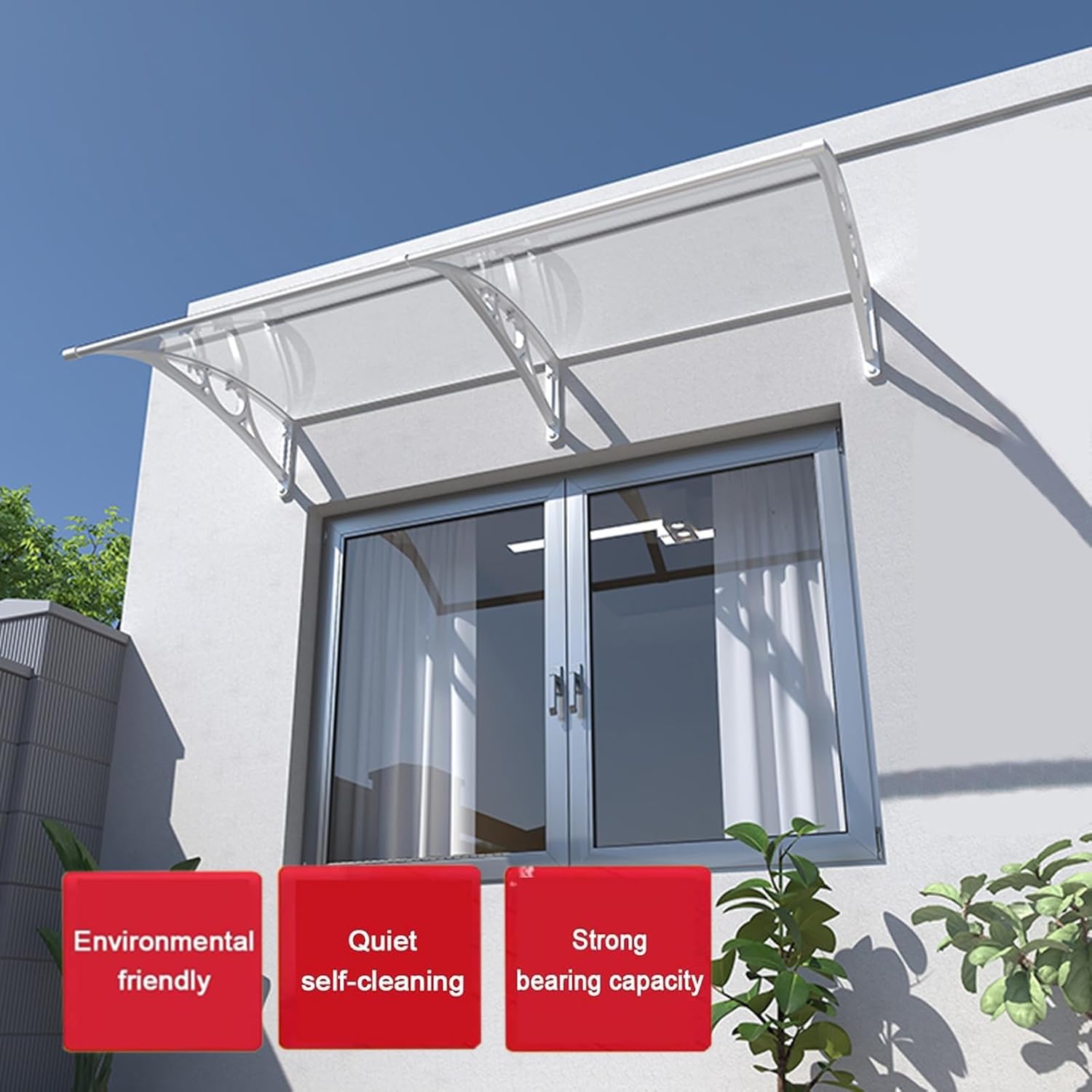 Vordach for haustür，vordach haustür ，Pultbogenvordach ，haustür vordach，überdachung，mit UV-Schutz，aus Aluminium，Transparentes Polycarbonat ，60/80/100/120/150 cm Breite (Size : 120x120cm/47x47in)