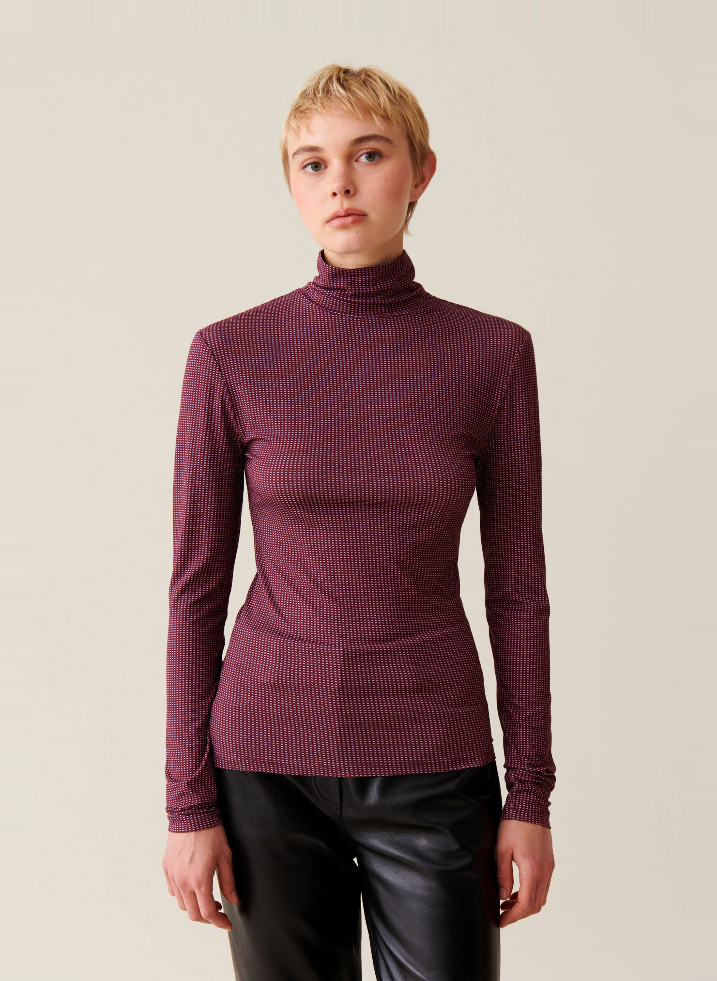 Top col cheminée ajusté | Rose