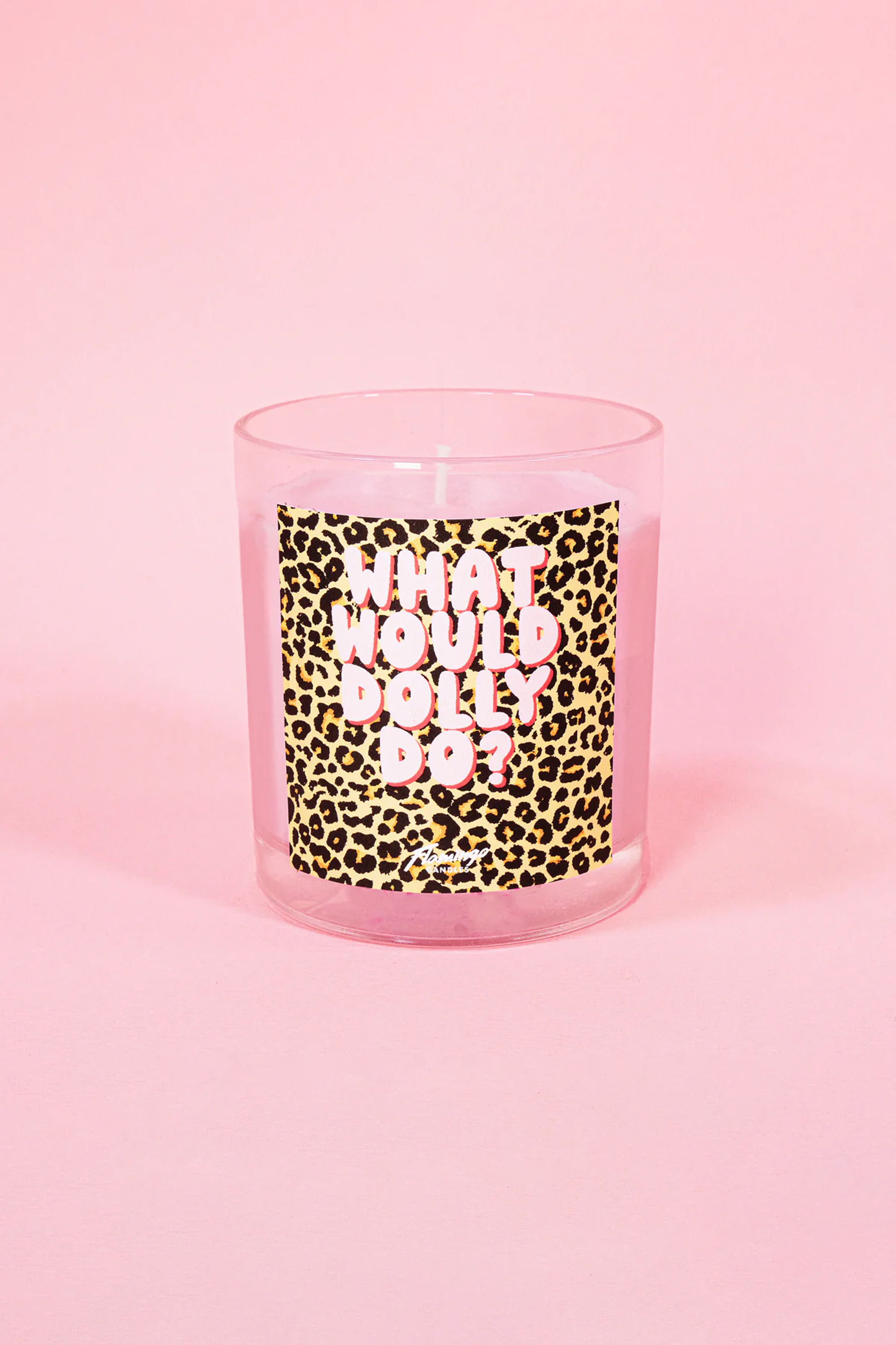 FLAMINGO CANDLES Bougie BLACKCURRANT & BERGAMOT WHAT WOULD DOLLY DO? LEOPARD PRINT CANDLE Rose