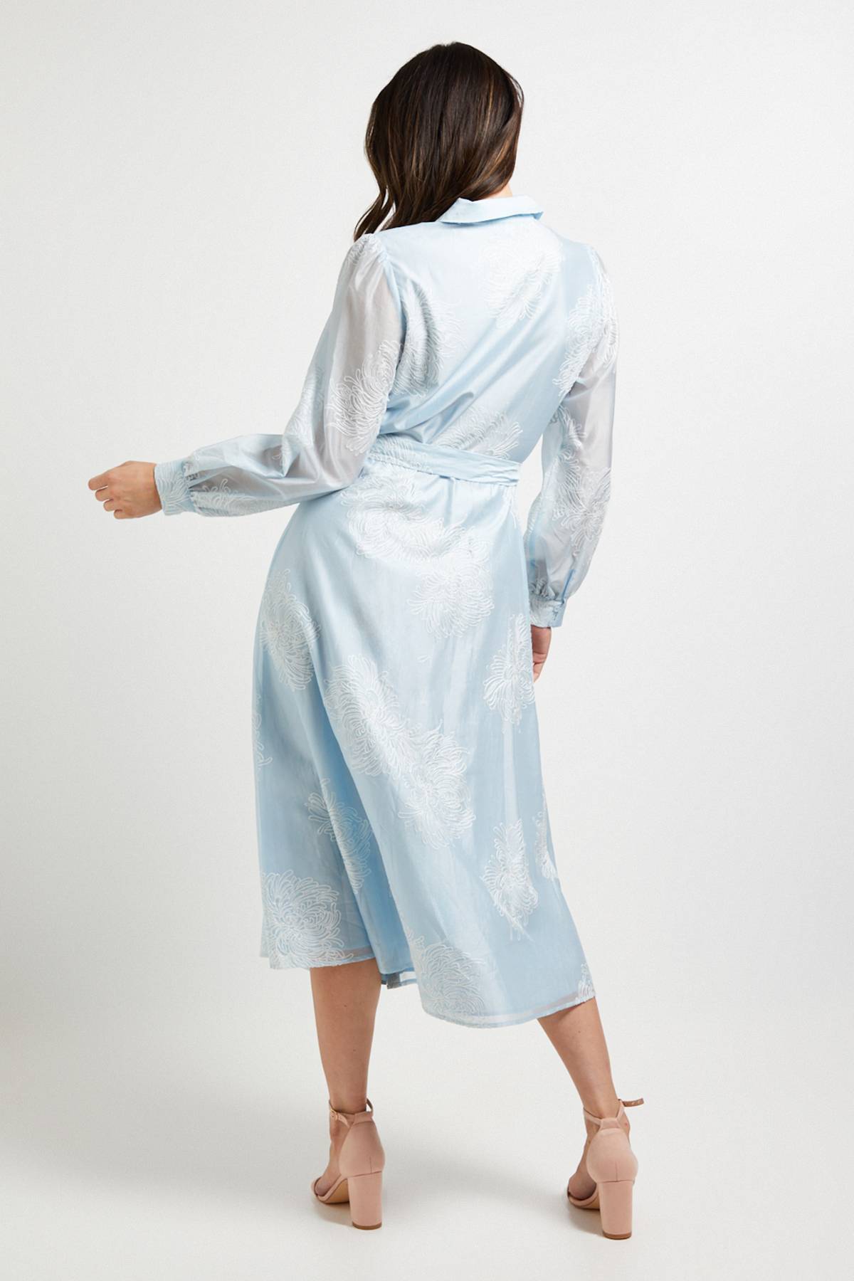 Wallis Robe Chemise Midi En Organza Brodé