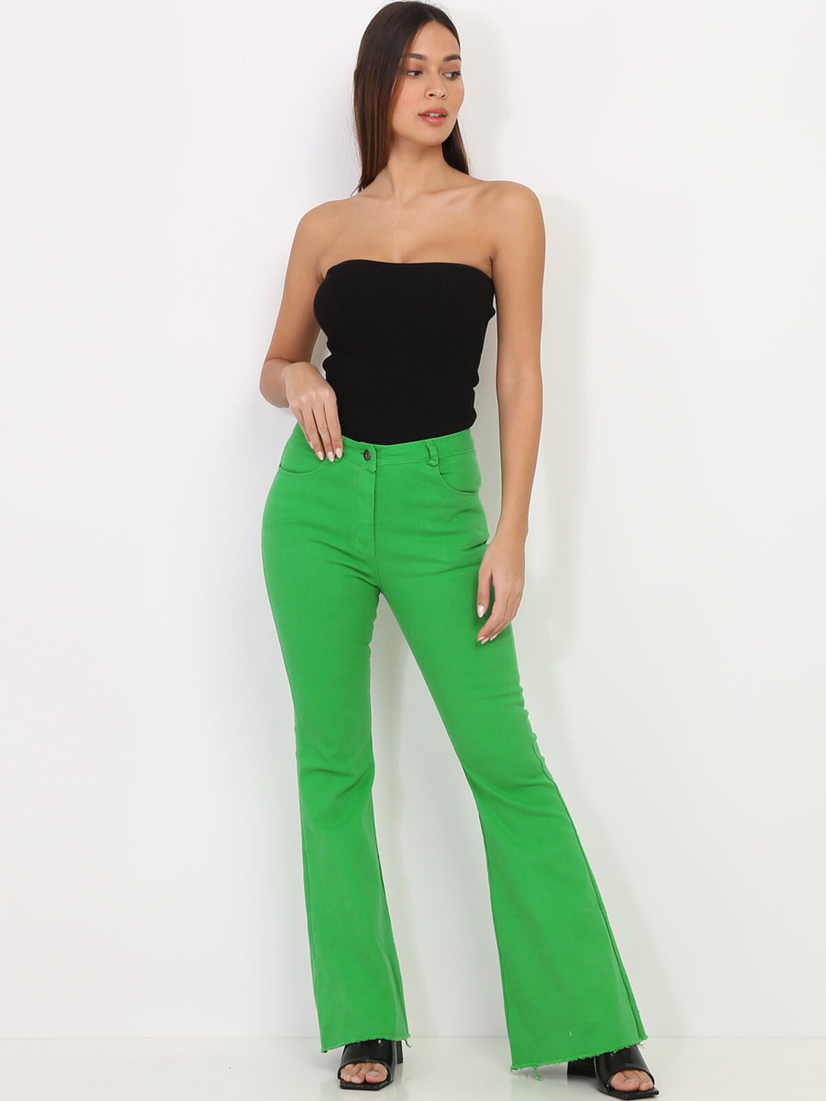 Jeans flare stretch- Vert