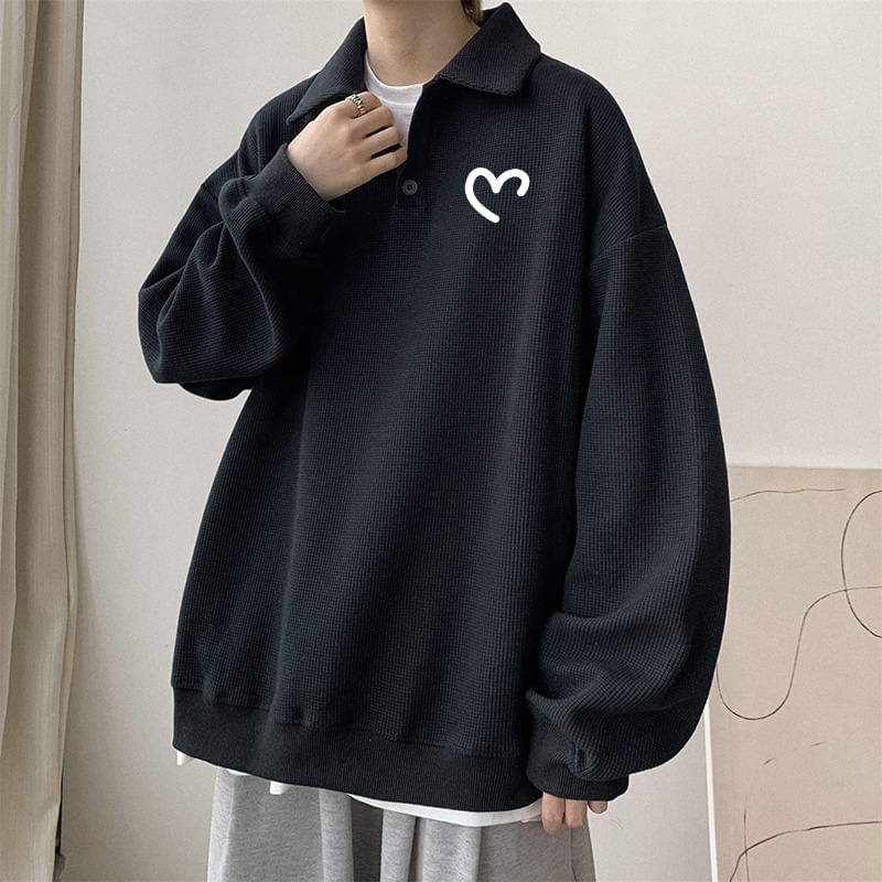 Dukakis - Oversized sweatshirt met kraag en hartprint