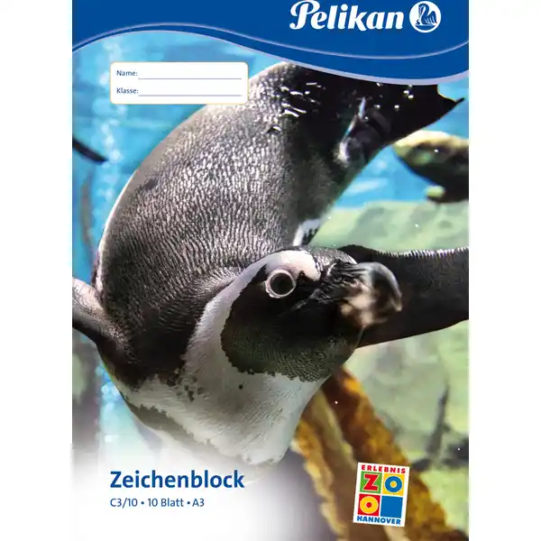 Zeichenblock mit Tiermotiv C3 / 10, A3, 10 Blatt, sortiert