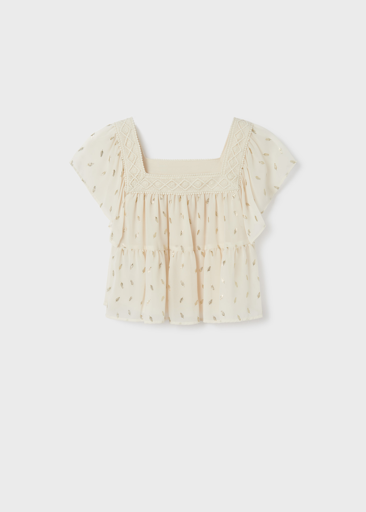 Blusa de manga curta com estampa metálica para meninas