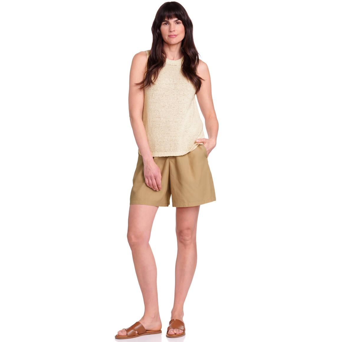 Gina Benotti Damen Stricktop aus Bändchengarn creme