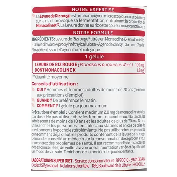 Superdiet Arroz Vermelho Fermentado Orgânico 45 cápsulas
