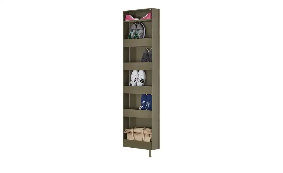Schuh- und Mehrzweckschrank Santarem Beige, silberfarben Kristallspiegel mit Barockrahmen