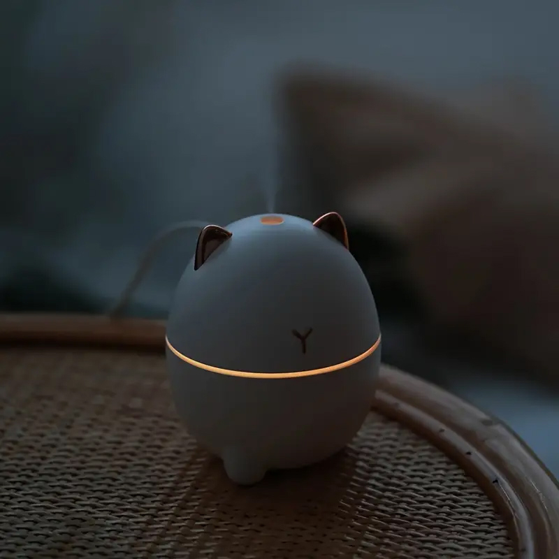 (200ml) Mini USB Luftbefeuchter Katze Aroma Öl Diffuser mit LED Beleuchtung - Rosa