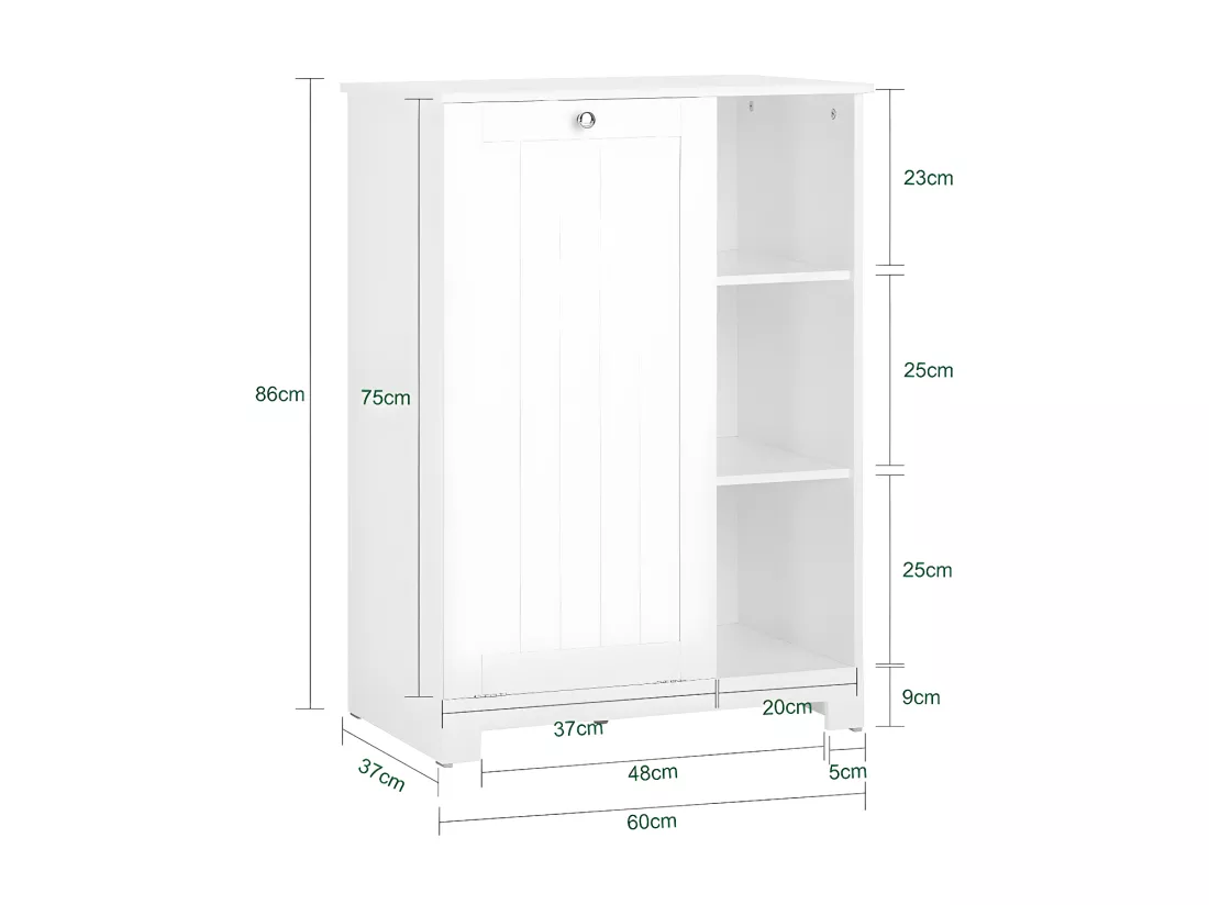 SoBuy BZR105-W Armoire à Linge avec Sac à Linge avec 3 étagères et 1 Panier à Linge Amovible