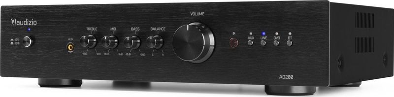 Stereo versterker - Audizio AD200B - hifi versterker met Bluetooth - Subwoofer aansluiting - Zwart