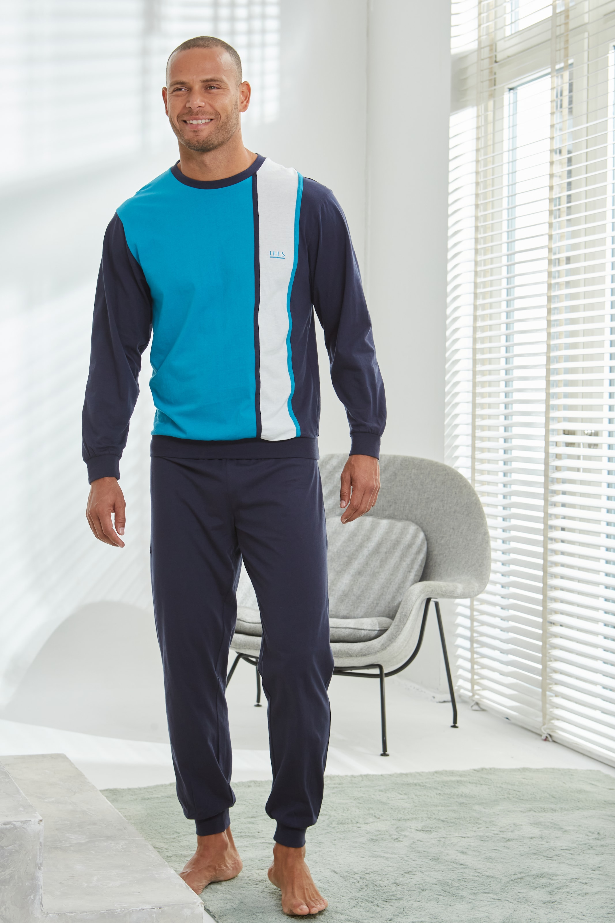 H.I.S Pyjama »Schlafanzug für Herren«, 2 Stk. Schlafanzug mit breitem Streifen