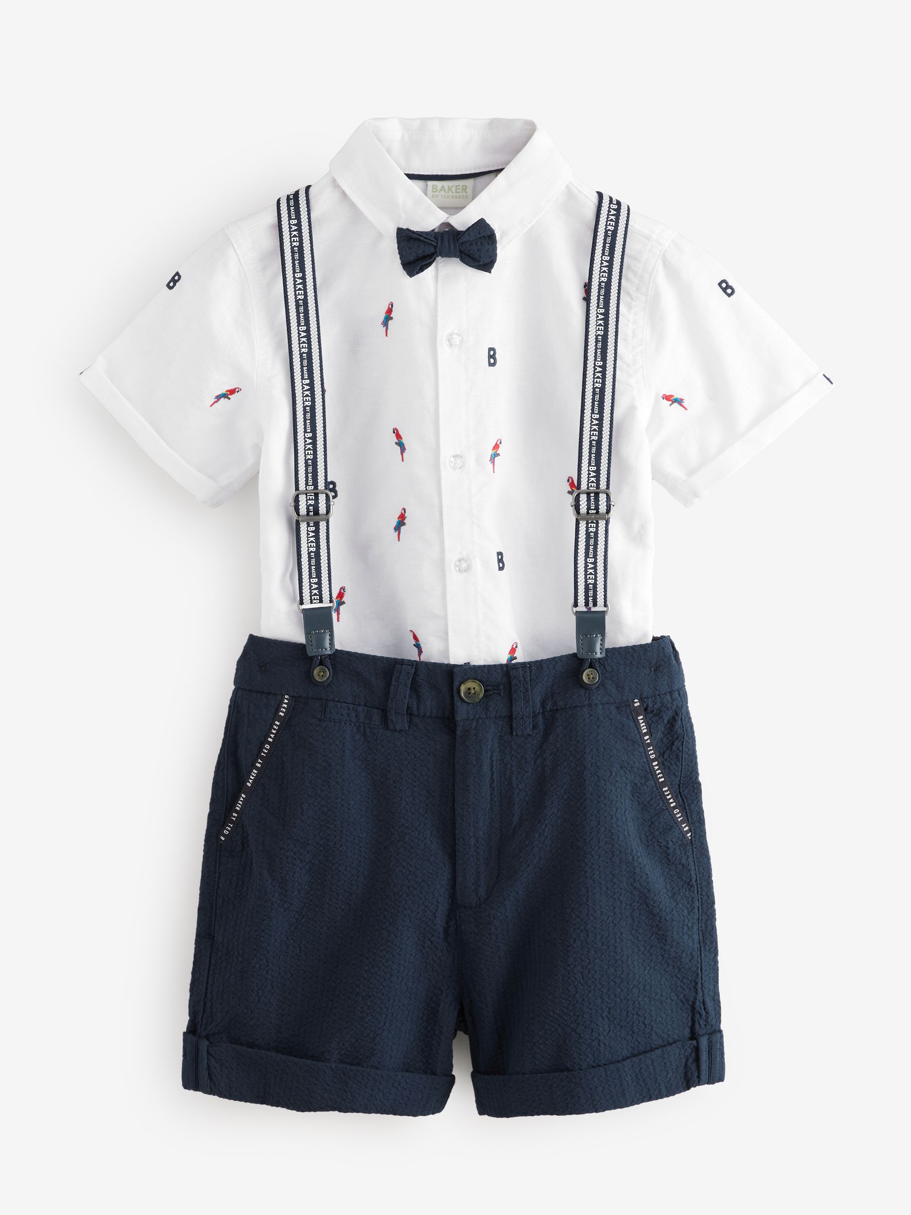 Marineblauw - Baker by Ted Baker 3 -delig set van overhemd, short en bretels