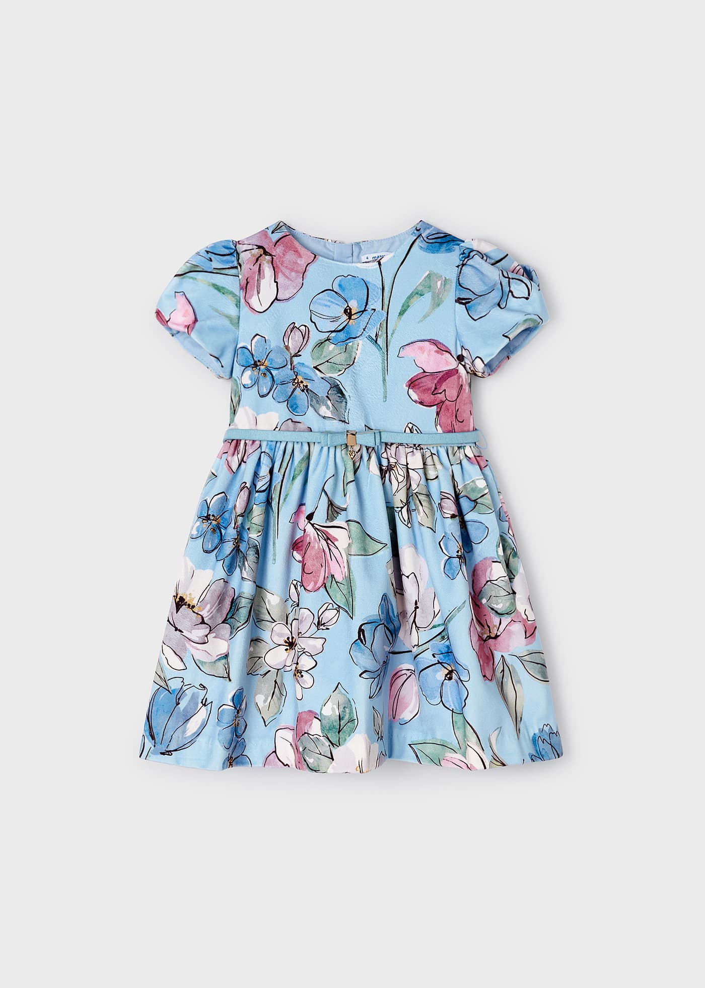Vestido infantil de veludo estampado
